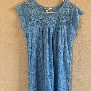 Baby Blue Lace Cap-sleeve Dress